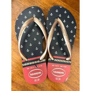 Havaianas Kid's Slim Nautical Sandal Navy Blue Red Size US 13C/1Y